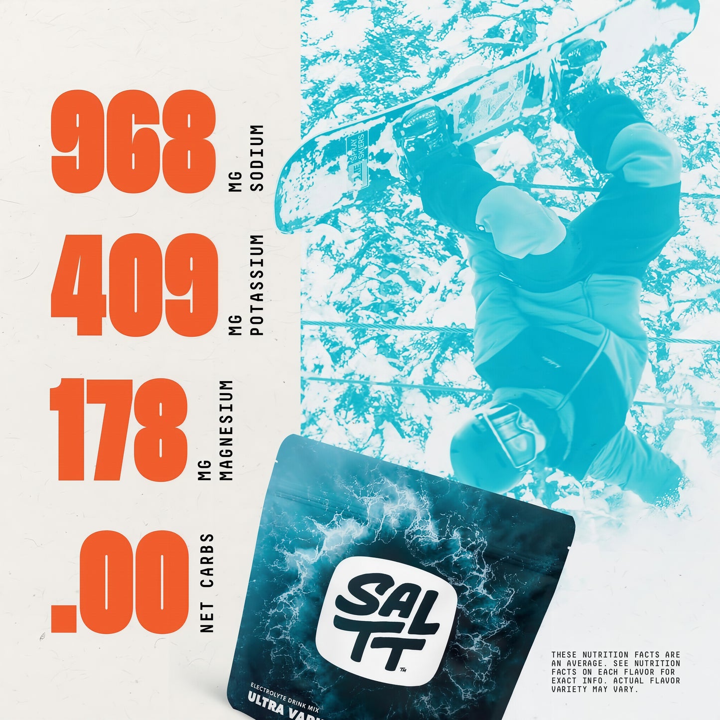 SALTT Electrolytes Powder Packets (Ultra Variety Pack - Multiple Flavors) 30 Stick Packs